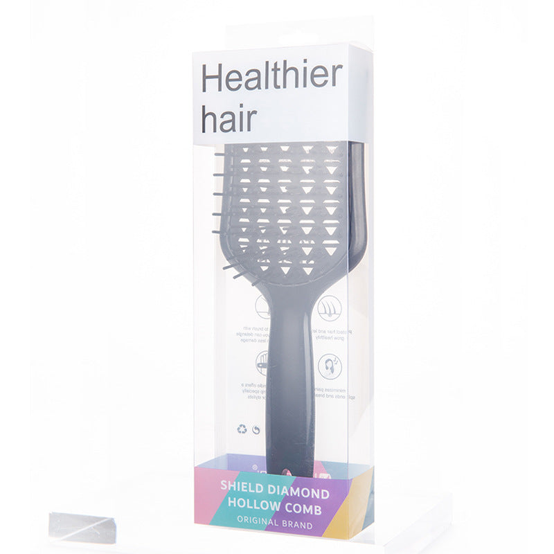 Diamond Hollow Shield Comb Hanging Hair Fluffy Comb