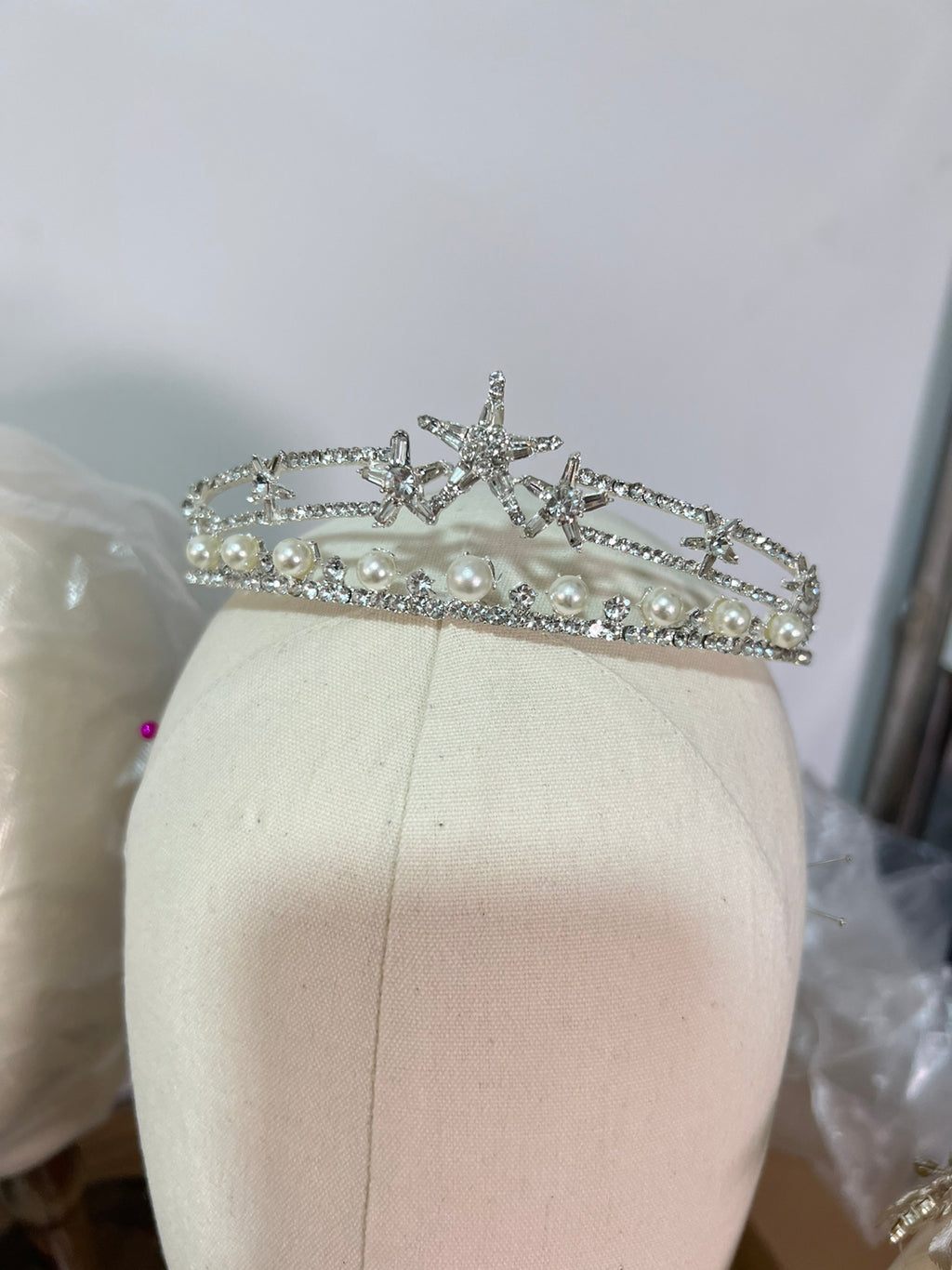 Women's Simple Elegant Pearl Crown Rhinestone Headband
