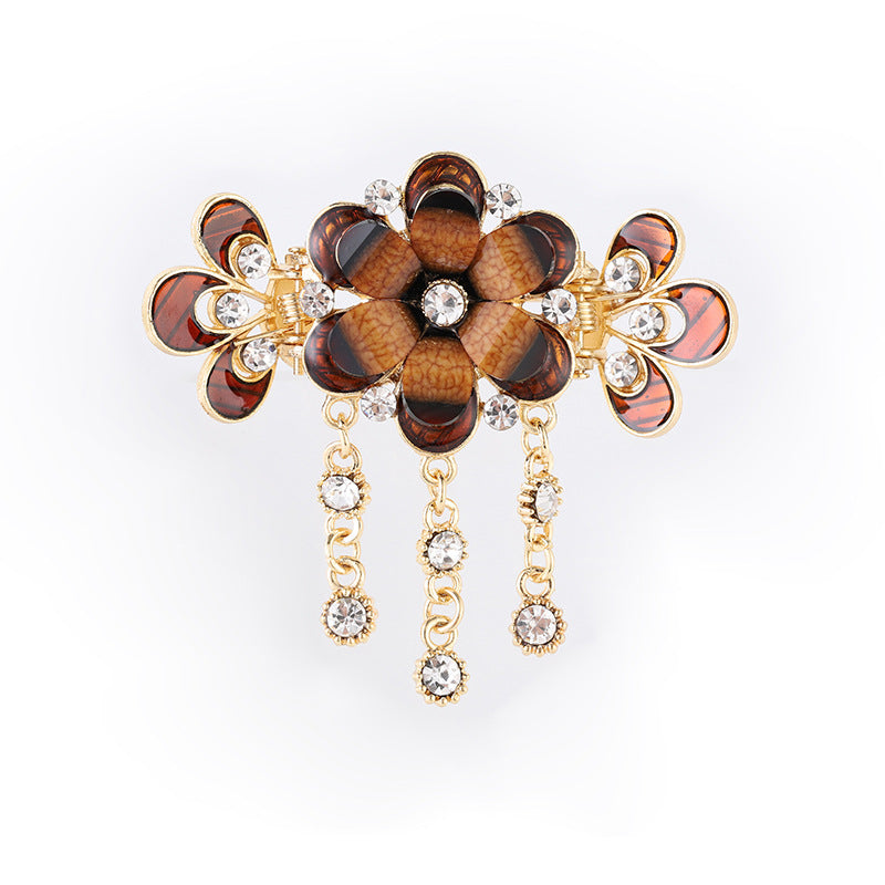Vintage Plate Back Head Fringe Clip