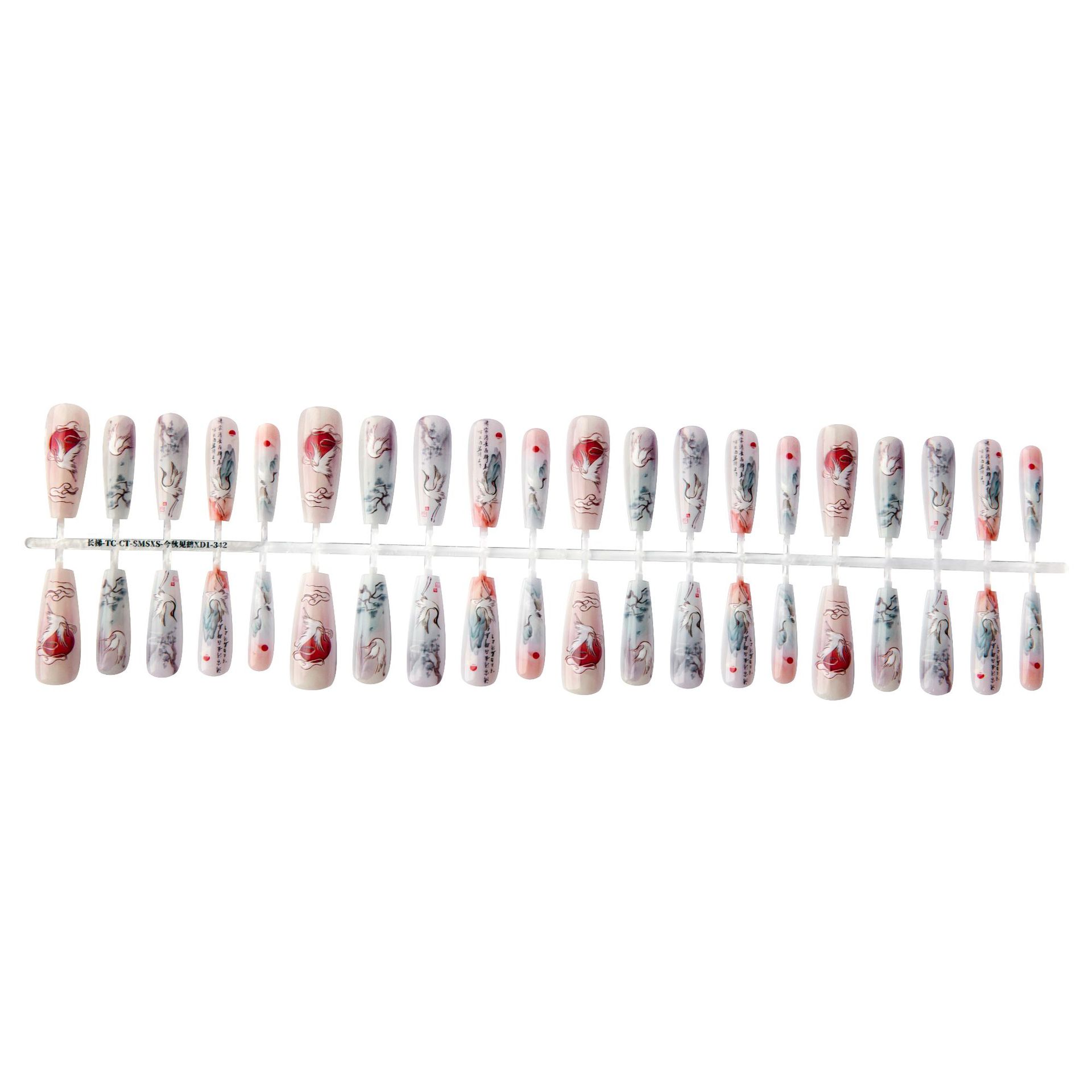Chinese Style Landscape New Chinese Style Butterfly Crane Nail Beauty Bright Surface