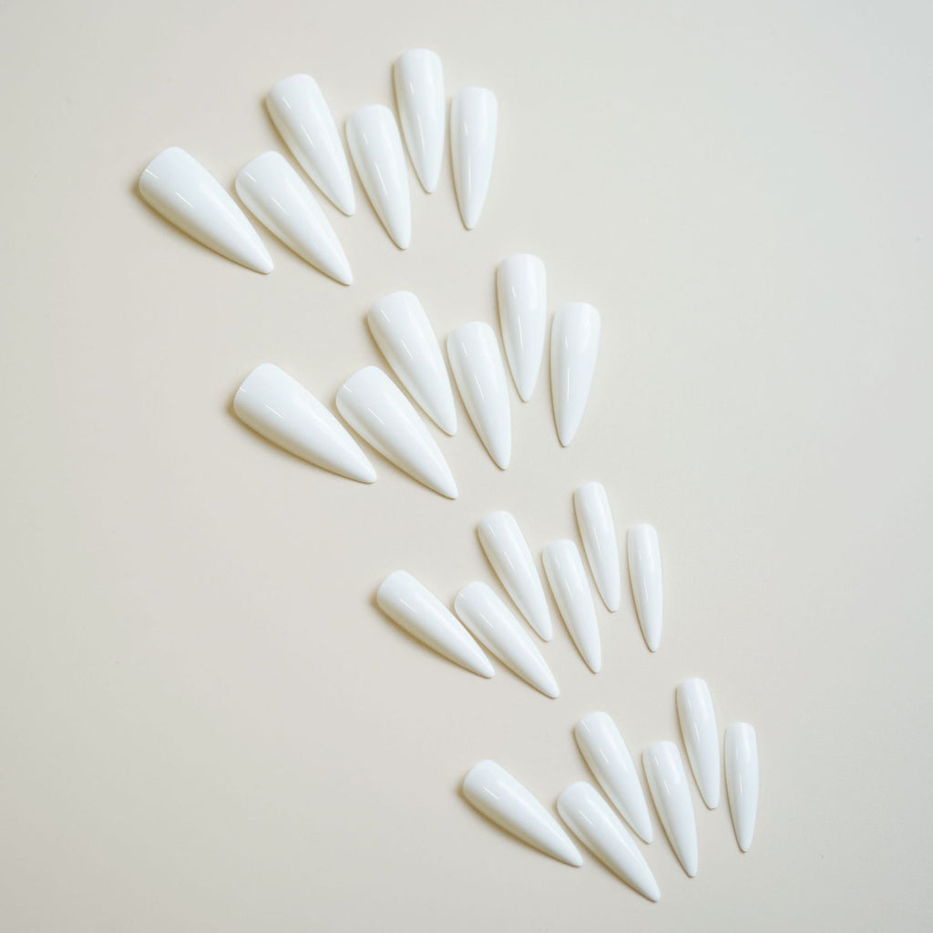 Artistic Pointed White Fake Nail Tip