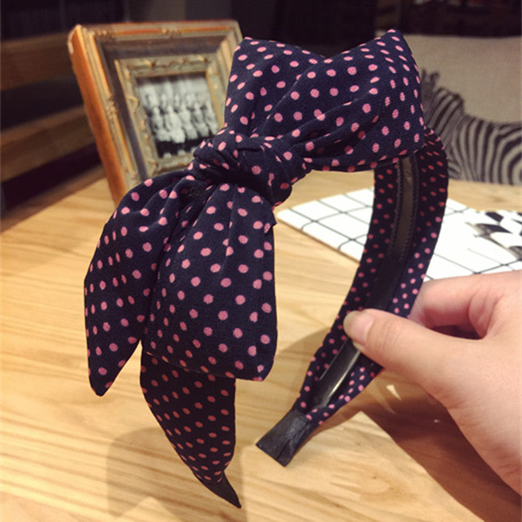 All-match Fabric Plaid Big Bow With Teeth Headband
