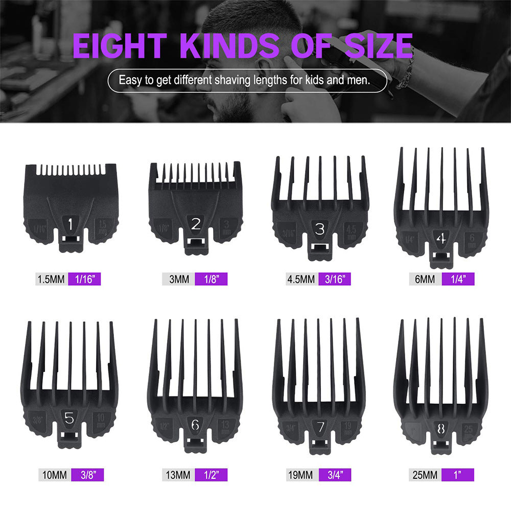 Hair Clipper Positioning Comb 8-piece Plastic Black Caliper Electric Clipper Position Guide Comb Hair Tools
