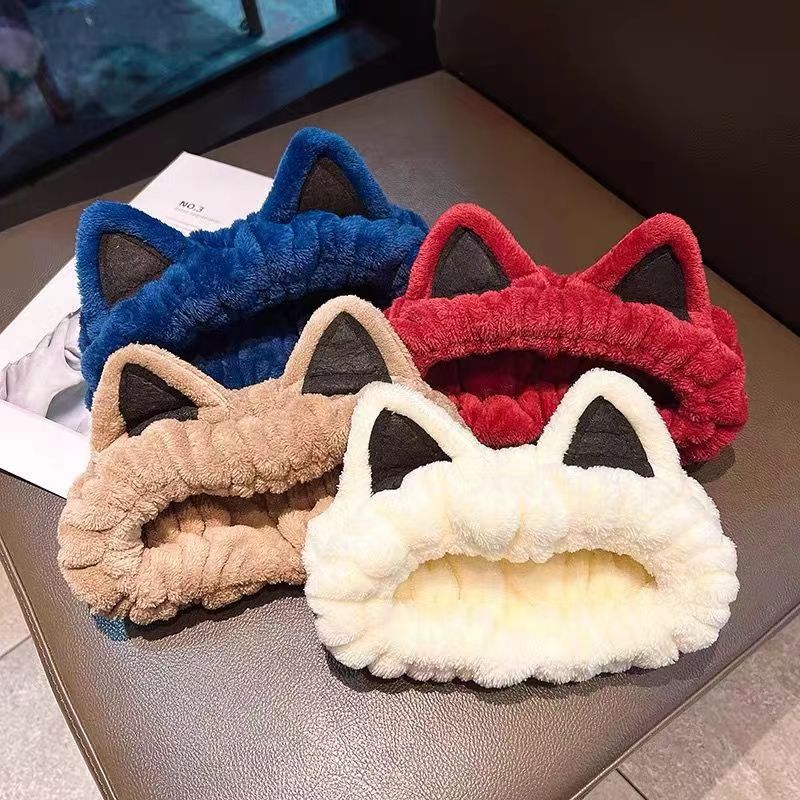 Cat Ears Headband Women's Face Wash Mask Headband