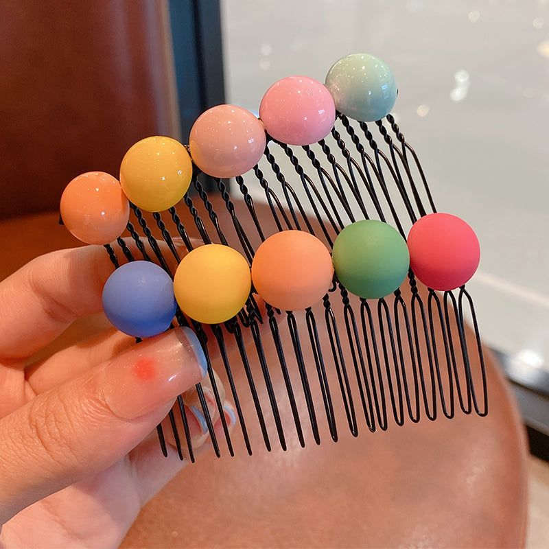 Summer Women's Candy Color Round Bean Hair Comb Organizer