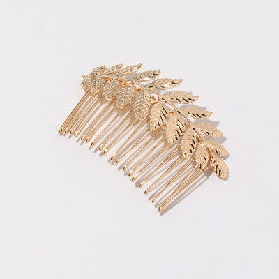 Electroplated Women's Metal Leaf Top Clip Feather Headwear