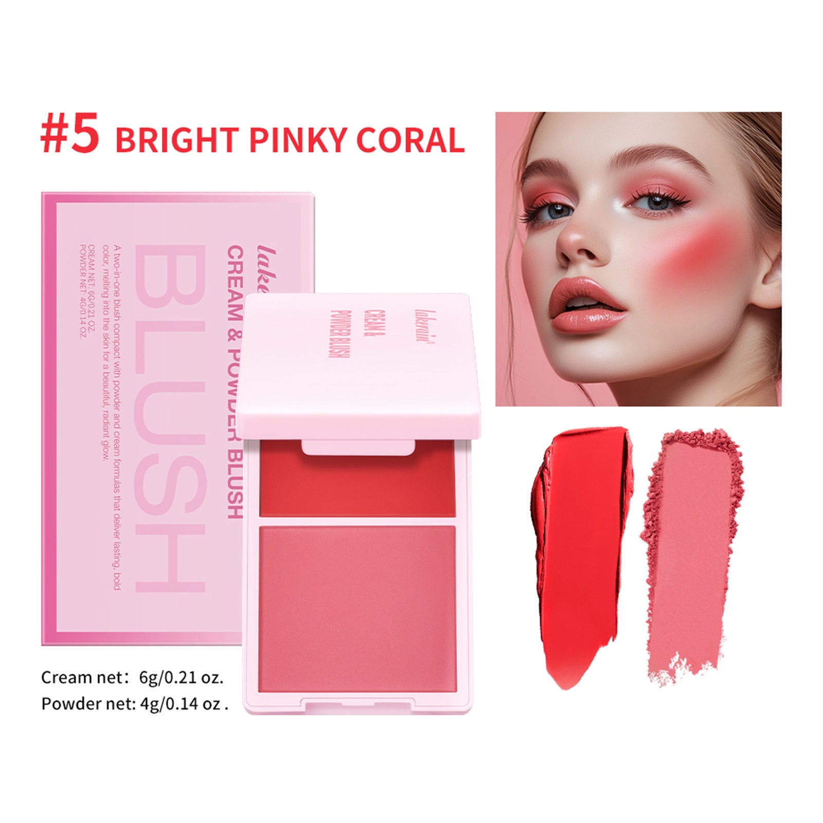 Lakerain Two-in-one Blusher Blush Powder Plate Not Easy To Smudge
