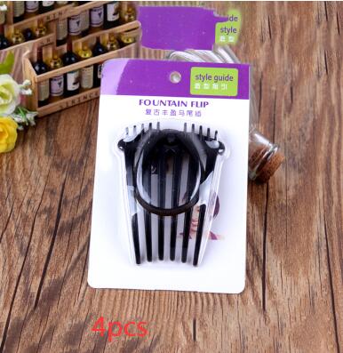 Retro Fluffy Hair Comb With Rubber Band Ponytail