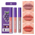 3 Fruits Lip Glaze Set Matte Finish Nonstick Cup