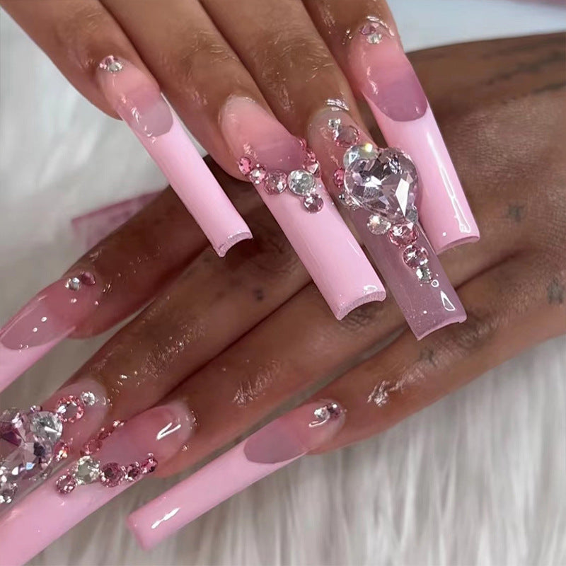 French Long Ballet Love Pile Diamond Wear Nail Polish
