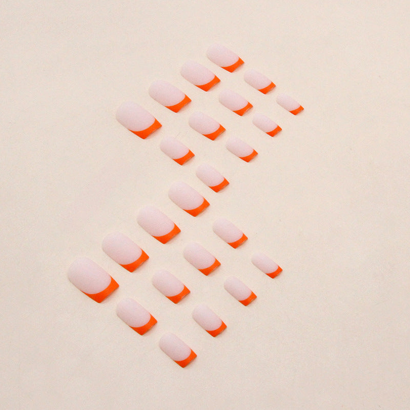 Simple Orange European Square Nail Sticker
