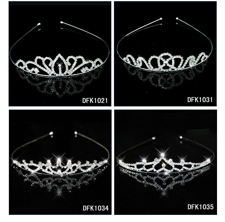 Korean Style Bridal Crown Headdress Diamond Alloy Women's Hair Band Accessories Girls Children Diamond Jewelry Wholesale