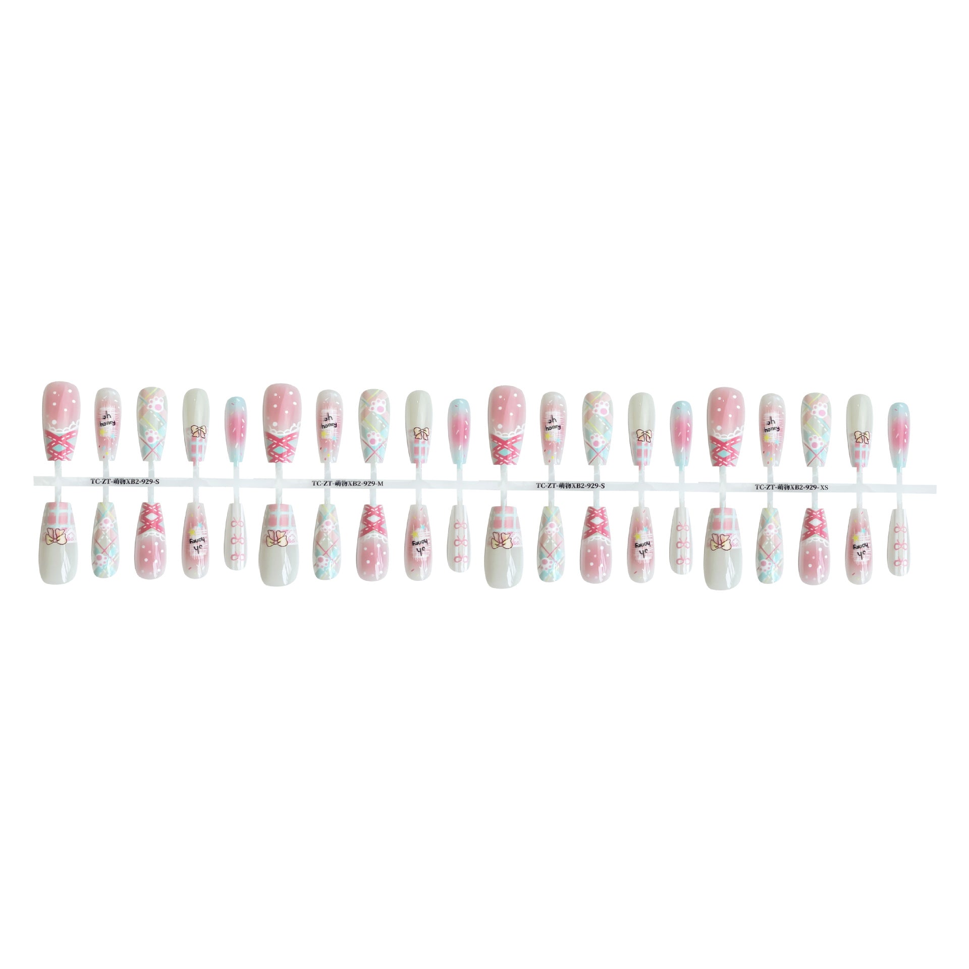 Press On Nails Dopamine Sweet Cool Style Bow French Fake Nail Tip