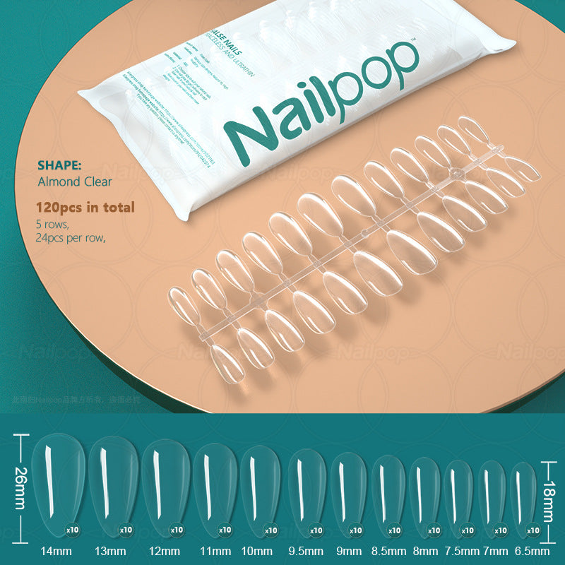 NailPop Transparent Nail Tip 120-piece Bag Ultra-thin Seamless Full Sticker Fake Nails