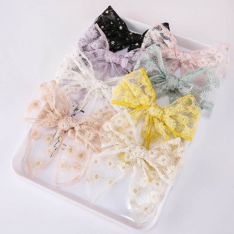 European And American Embroidery Printing Children's Bow Hairpin
