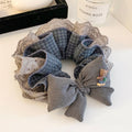 Stylish Gray Lace Plaid Bow Hair Tie For Women