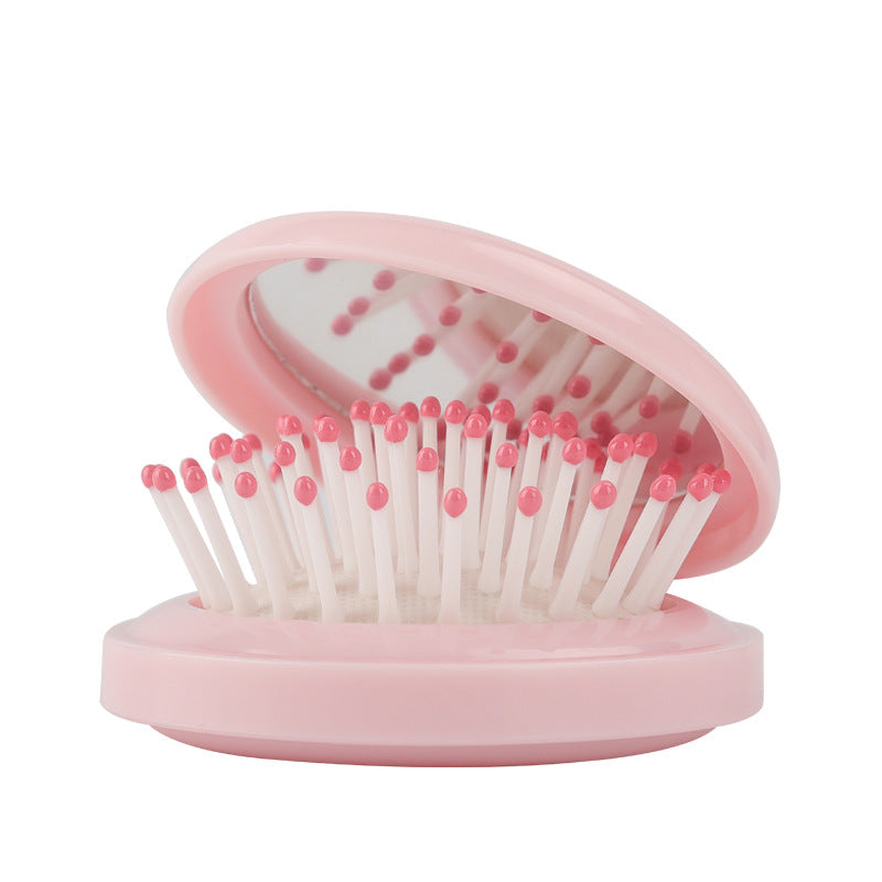 Plastic Portable Folding Comb Mirror Smooth Hair Without Knot