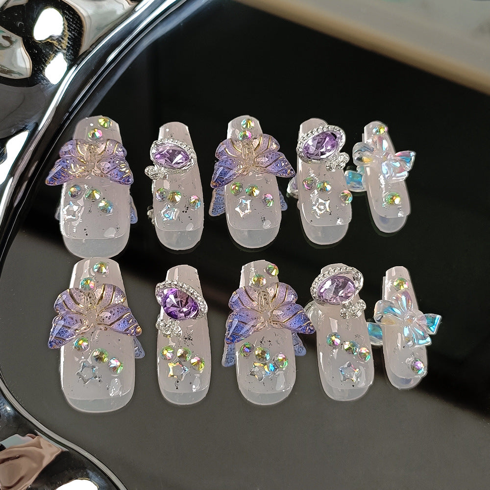 Aurora Bow Nail Art Tips With Crystal Accents For A Glamorous Wearable Look