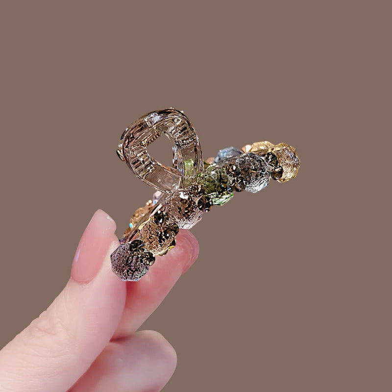 Simple All-match Rhinestone Graceful And Fashionable Back Head Half Tied Barrettes