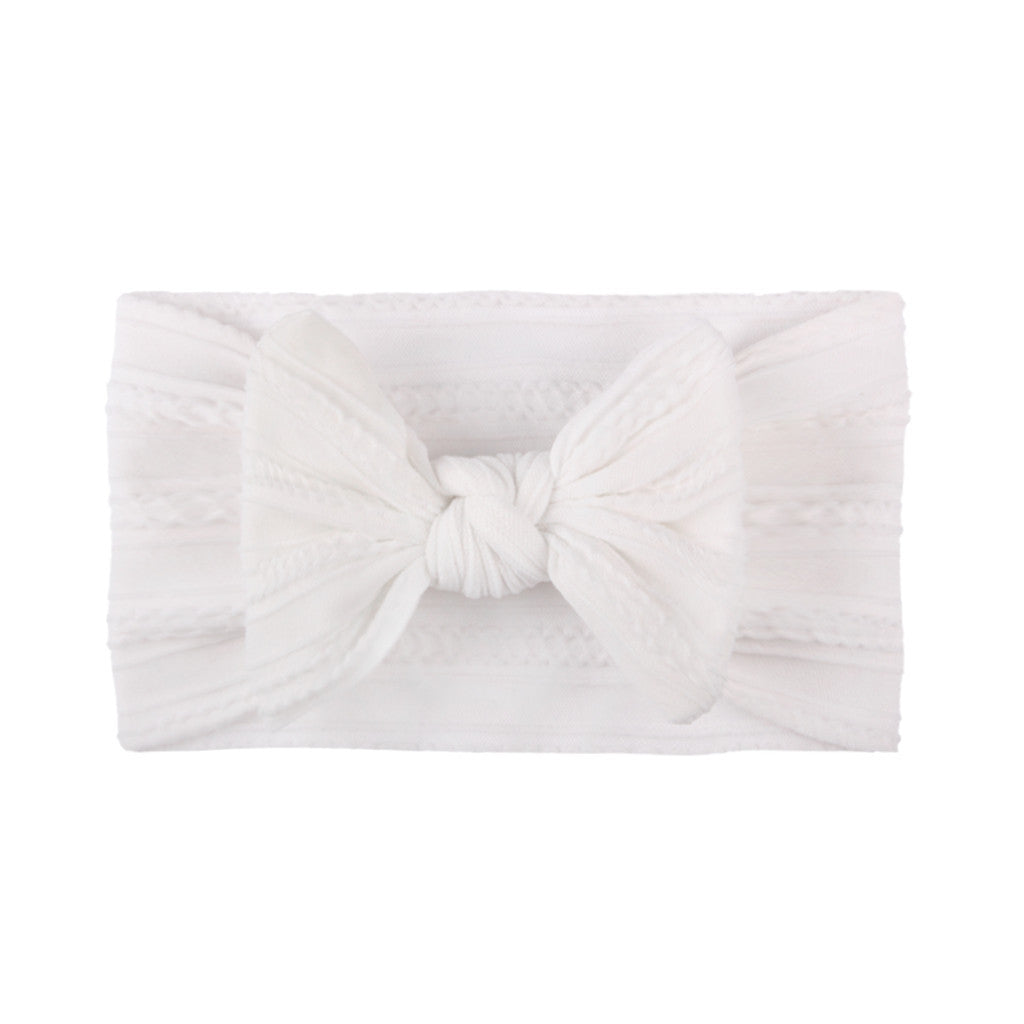 European And American Soft Jacquard Nylon Children Headwear Baby Bow Does Not Hurt Skin Hair Band Girl Wide Headscarf