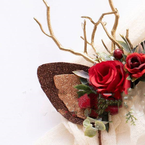 Girl Headband Skull Christmas Artificial Flower Reindeer Decoration