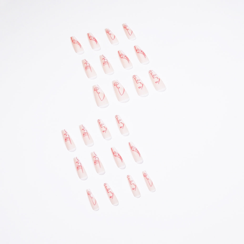 Artistic Abstract Face Wear Nail Line Manicure Personality Nail Tip