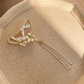 Large Metal Grab Clip On Back Of Head With Pearl Bow