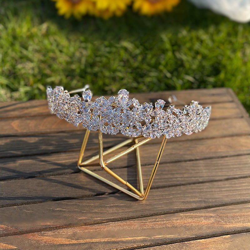 Bridal Heavy Industry Simple Crown Tiara Crystal