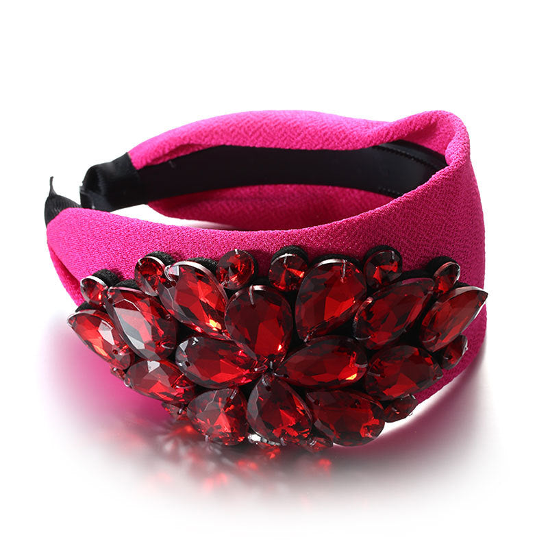 Design Solid Color Diamond-laid Headband Cross-border New Arrival Wide Edge Toothed Non-slip Face Wash Hair Band Headwear For Women
