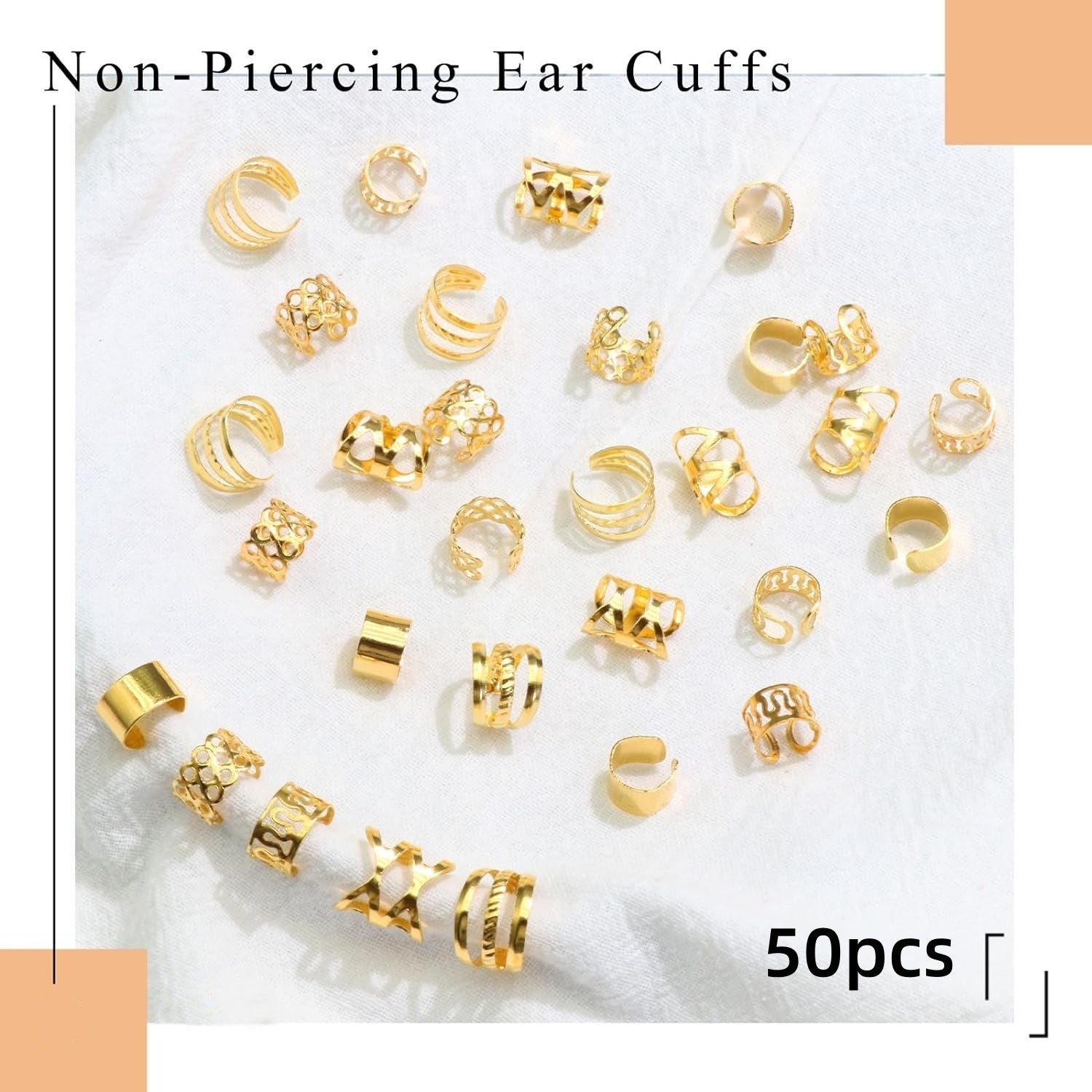 50 Pieces Hollow Out Dirty Braid Hair Ring European And American
