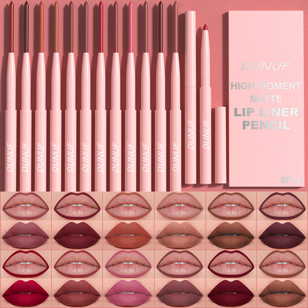 DUNUF 6-Piece Lip Liner Set Easy To Apply Velvet Finish