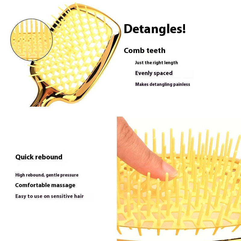 Wet And Dry Golden Hollow Comb Household Fluffy