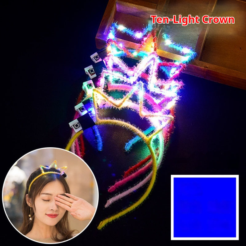 Glowing Headdress Antlers Headband Rabbit Ear Garland With Light