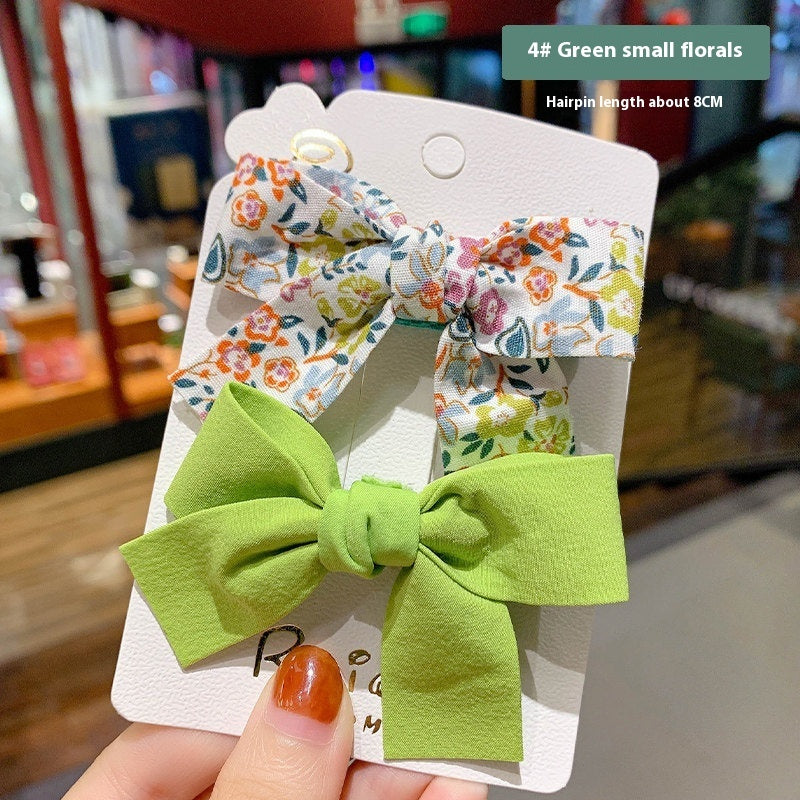 Girls' Bow Floral Fabric Barrettes