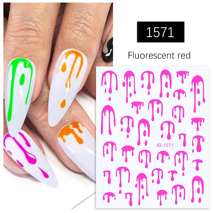 Water Drop Nail Laser Black And White Colorful Fluorescent Nail Sticker