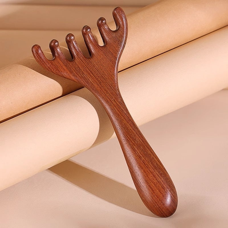 Gold Sandalwood Head Massage Comb Meridian Brush