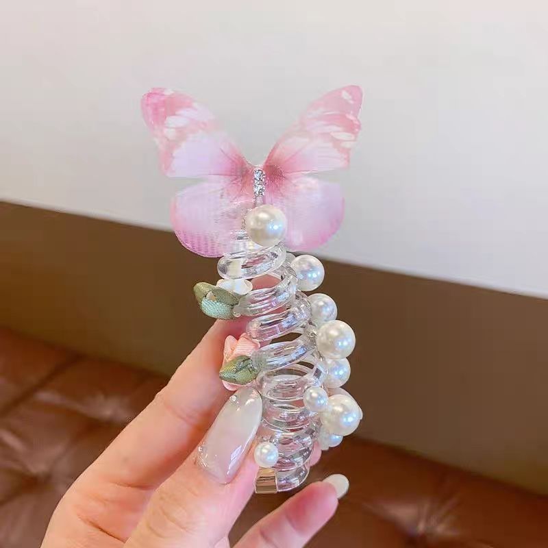 Children's Butterfly Pearl Phone Line Hair Ring Headdress
