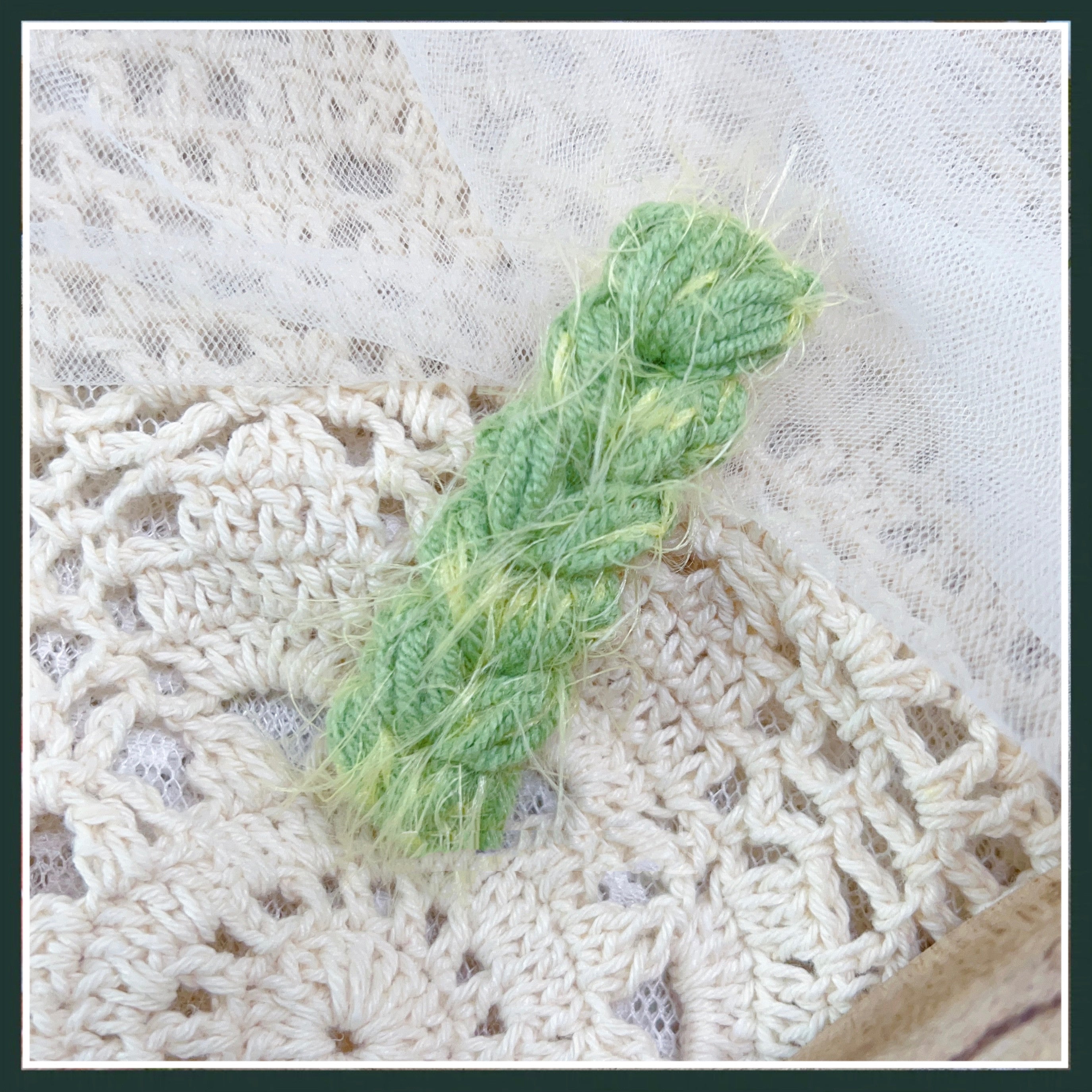Hand Crocheted Yarn Weaving Vintage Embroidery Barrette