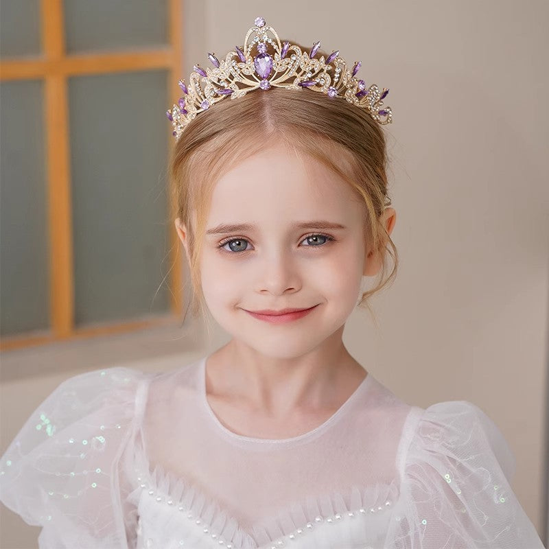 Children's Crown Headdress Simple Purple Rhinestone