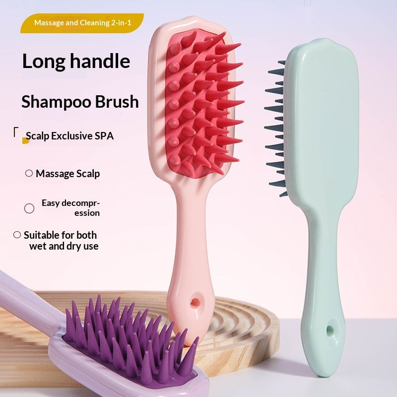 Long Handle Silicone Head Relaxation Massage Comb