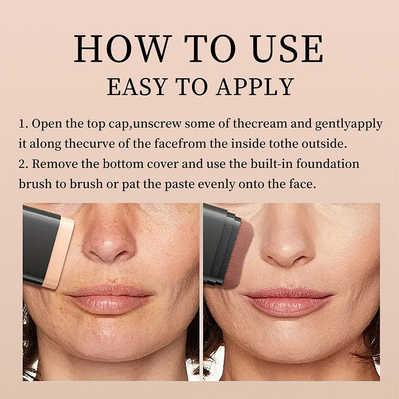 Makeup Concealer Smear-proof Makeup Liquid Foundation Powder Puff Brush Solid Foundation Cream Two-in-one English Version