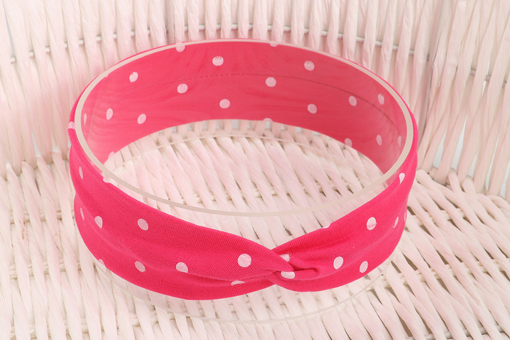 European And American Cute Dotted Prints Cross Babies' Headwear Cotton Cloth Children's Headband