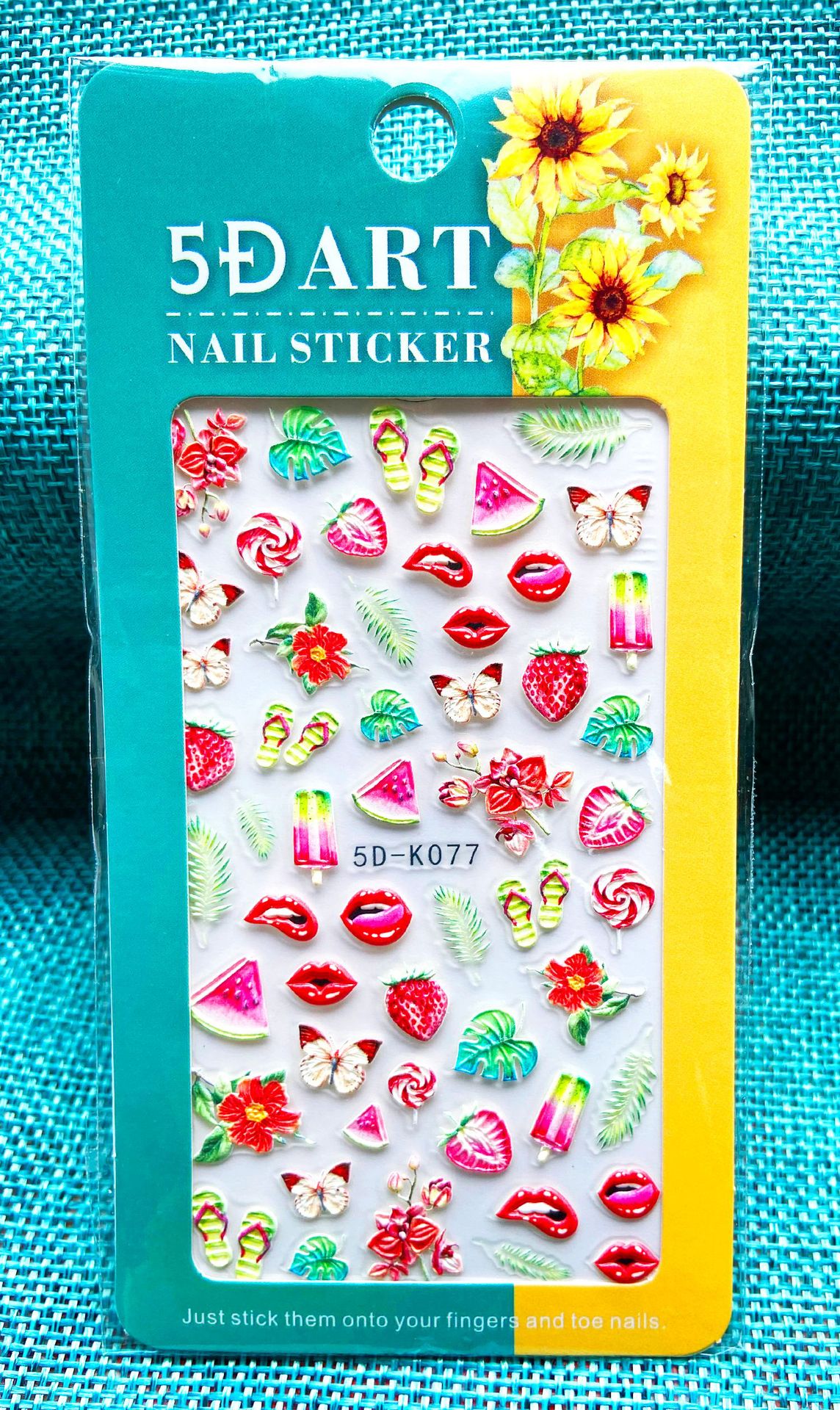 5D Art Embossed Nail Sticker Plaid Nail Sticker Three-dimensional Bow Nail Sticker Summer Nail Sticker