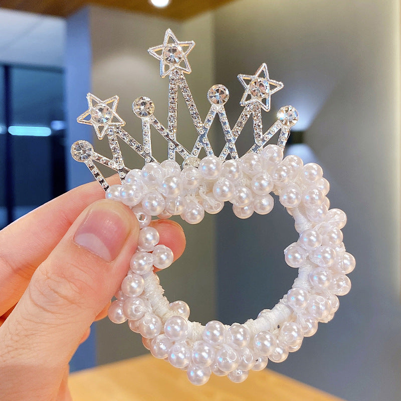 Children's Crown Tiara Princess New Pearl Flower Hair Ring