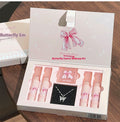 Art Value Butterfly Colored Box Suite Blush Necklace Matte Lip Mud