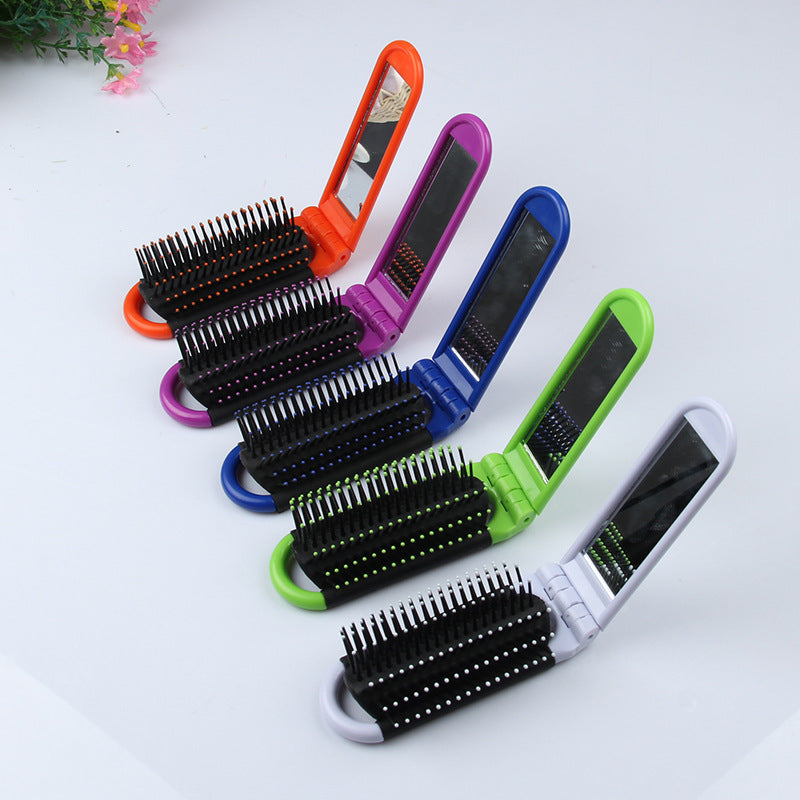 Portable folding comb with mirror