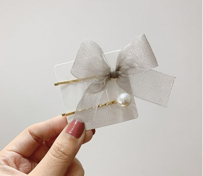 Simple bowknot pearl hair ornaments