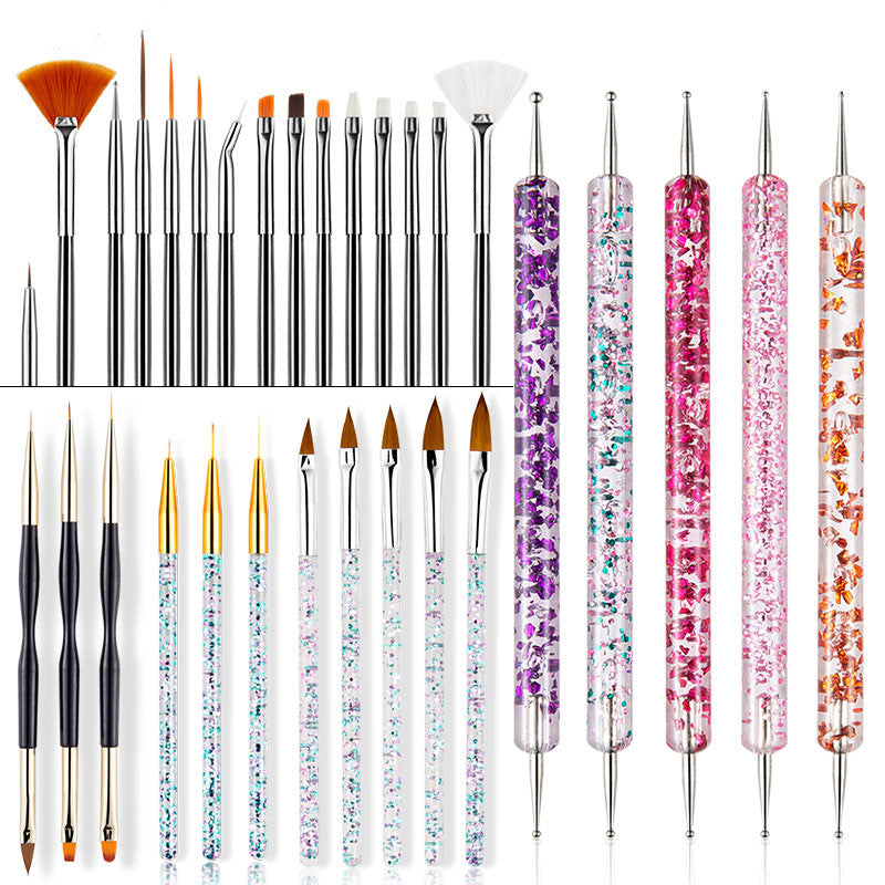 Double-headed Drill Pen, Pull Line Pen, Silicone Pen, Combo Nail Tool Pen