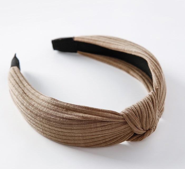 Simple solid color knit knotted wide-brimmed vintage headband versatile hair accessories
