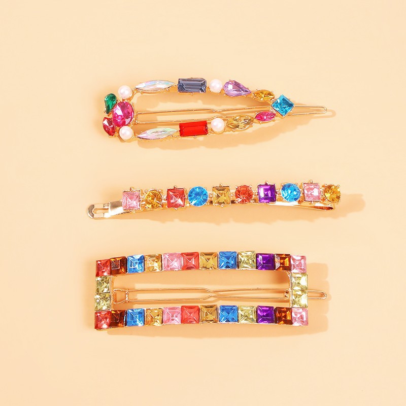 Water Drop Square Diamond Alloy Word Hairpin